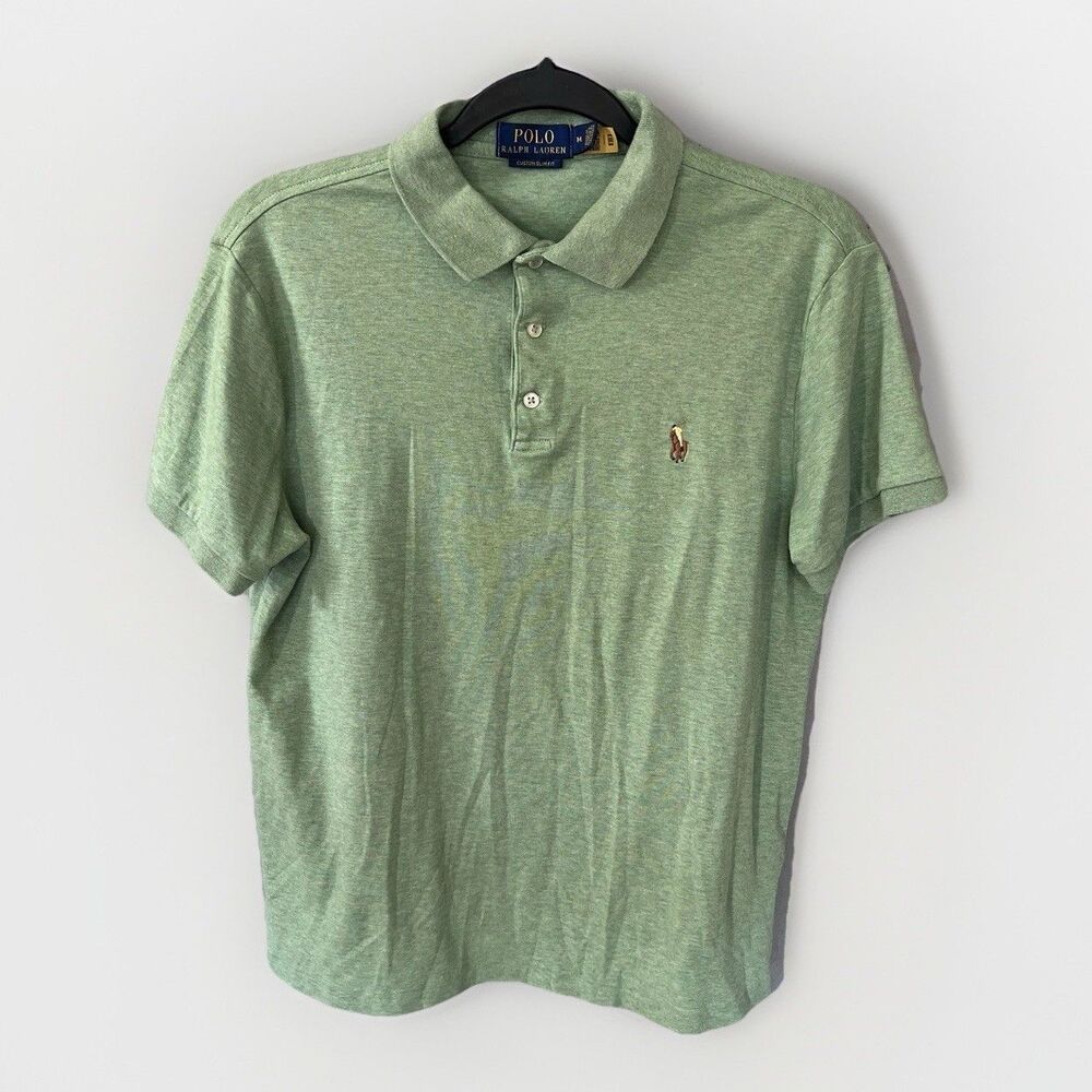 Polo Ralph Lauren Custom Slim Fit Soft Touch Green Polo Shirt Men's Medium